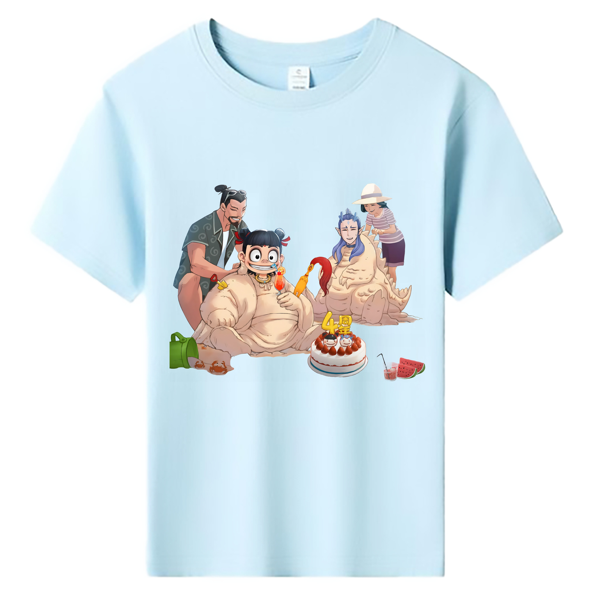 （画像用） Ne Zha 2 ナタ 魔童の大暴れ 綿100％キッズTシャツ（フロントプリント）